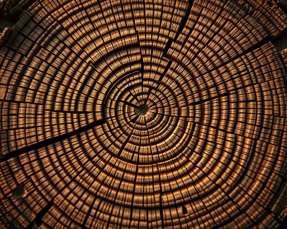 A detailed cross-section of an ancient tree, its intricate rings revealing a captivating story of its life. Crisp, high-resolution imaging showcases the unique patterns and textures, captured under warm, directional lighting that accentuates the grain and subtle tones. The viewer is drawn into the delicate, mesmerizing complexity, hinting at the wealth of information contained within this natural archive. The image conveys a sense of scientific exploration, with a focus on the potential of advanced dendrochronological techniques to uncover new insights about the past, present, and future of our world.