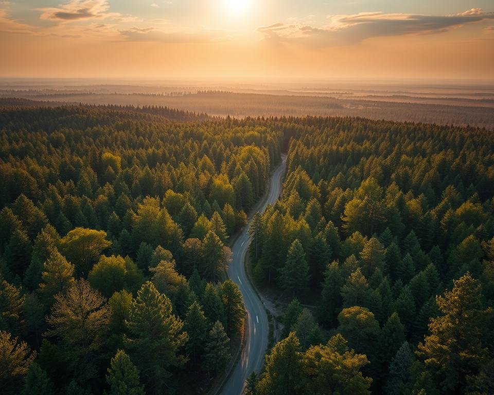 A vast, lush forest landscape, bathed in the warm glow of the afternoon sun. In the foreground, advanced fire detection sensors and cameras monitor the surroundings, scanning for any signs of smoke or heat. Traversing the middle ground, a network of fire breaks and access roads provide strategic lines of defense, allowing firefighters to quickly respond and contain any potential blazes. In the background, a sophisticated satellite-based early warning system surveys the entire forest, constantly analyzing environmental data to predict and mitigate fire risks. The scene conveys a sense of proactive vigilance, where cutting-edge technologies work in harmony to safeguard this vital natural ecosystem.